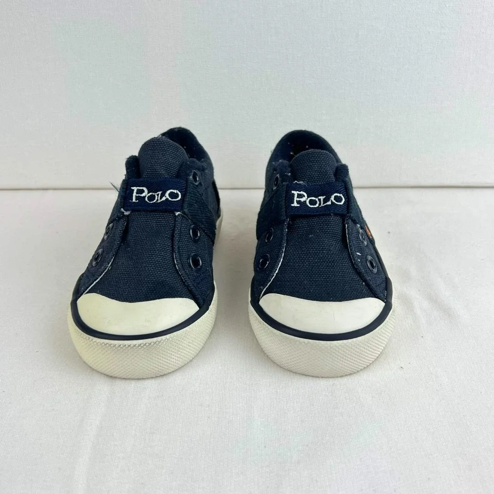 GUC Polo Ralph Lauren Navy Canvas Gardener Slip On Shoes Toddler Size 5